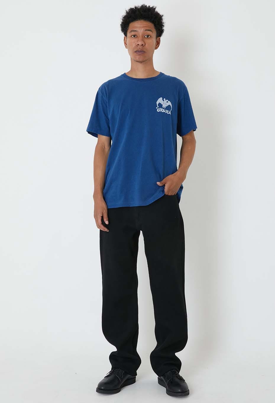 Clear appearance Bassenback print indigo T-shirt - INDIGO
