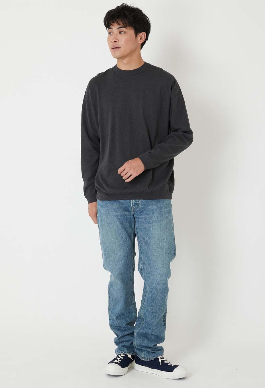 Stretch Fraise 9.5oz Hemrib Long Sleeve T-Shirt - CHARCOAL
