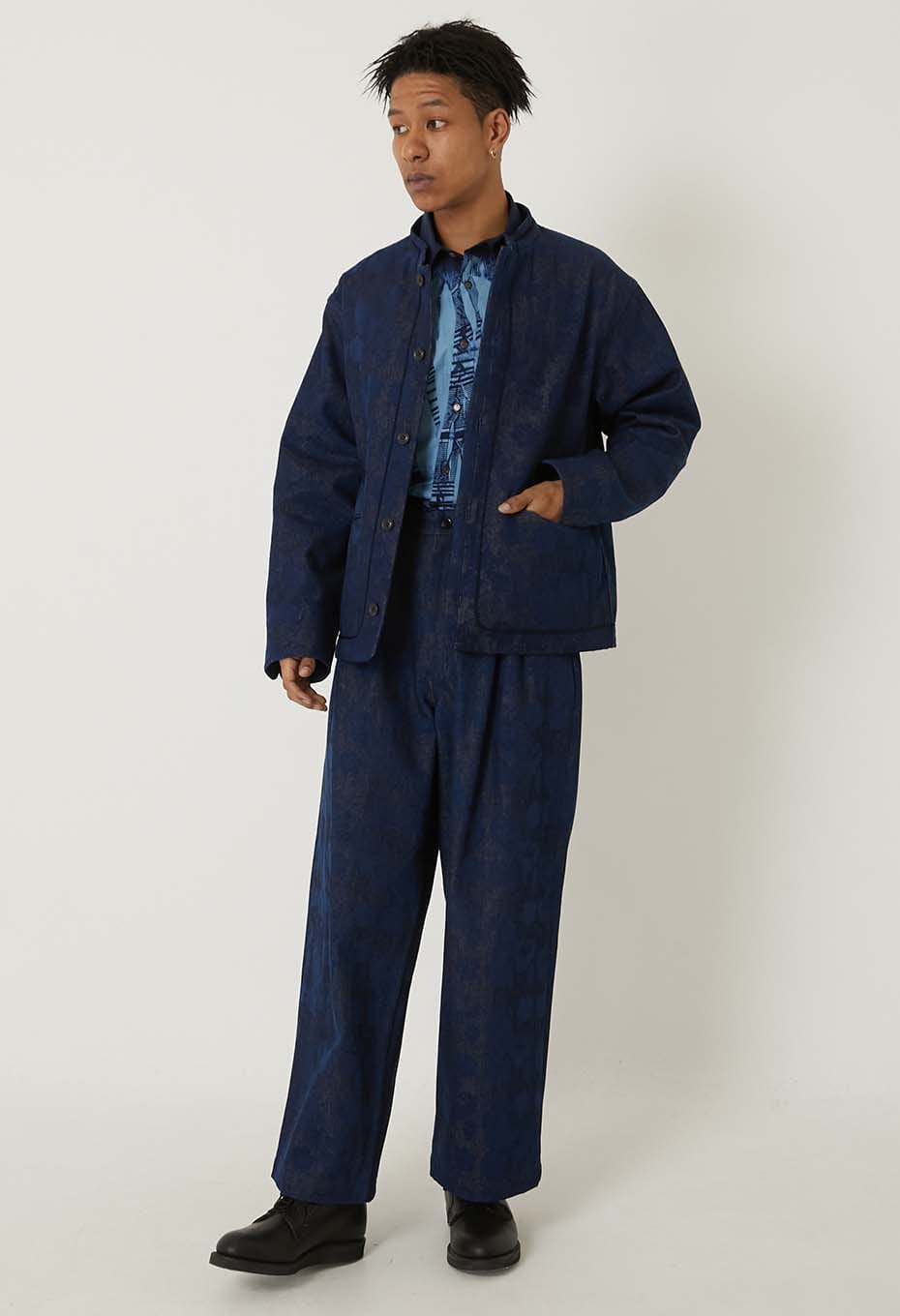 Chukubatsu Denim Tsujigahana Stand Collar Jacket - INDIGO