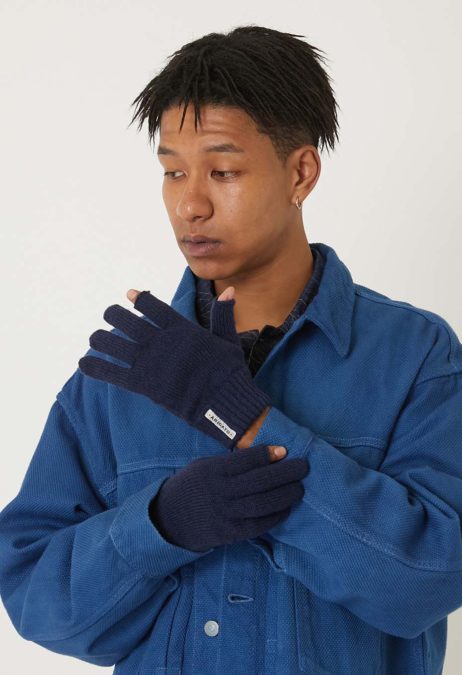 リサイクルカシミア ユビヌキグローブ - DARK NAVY