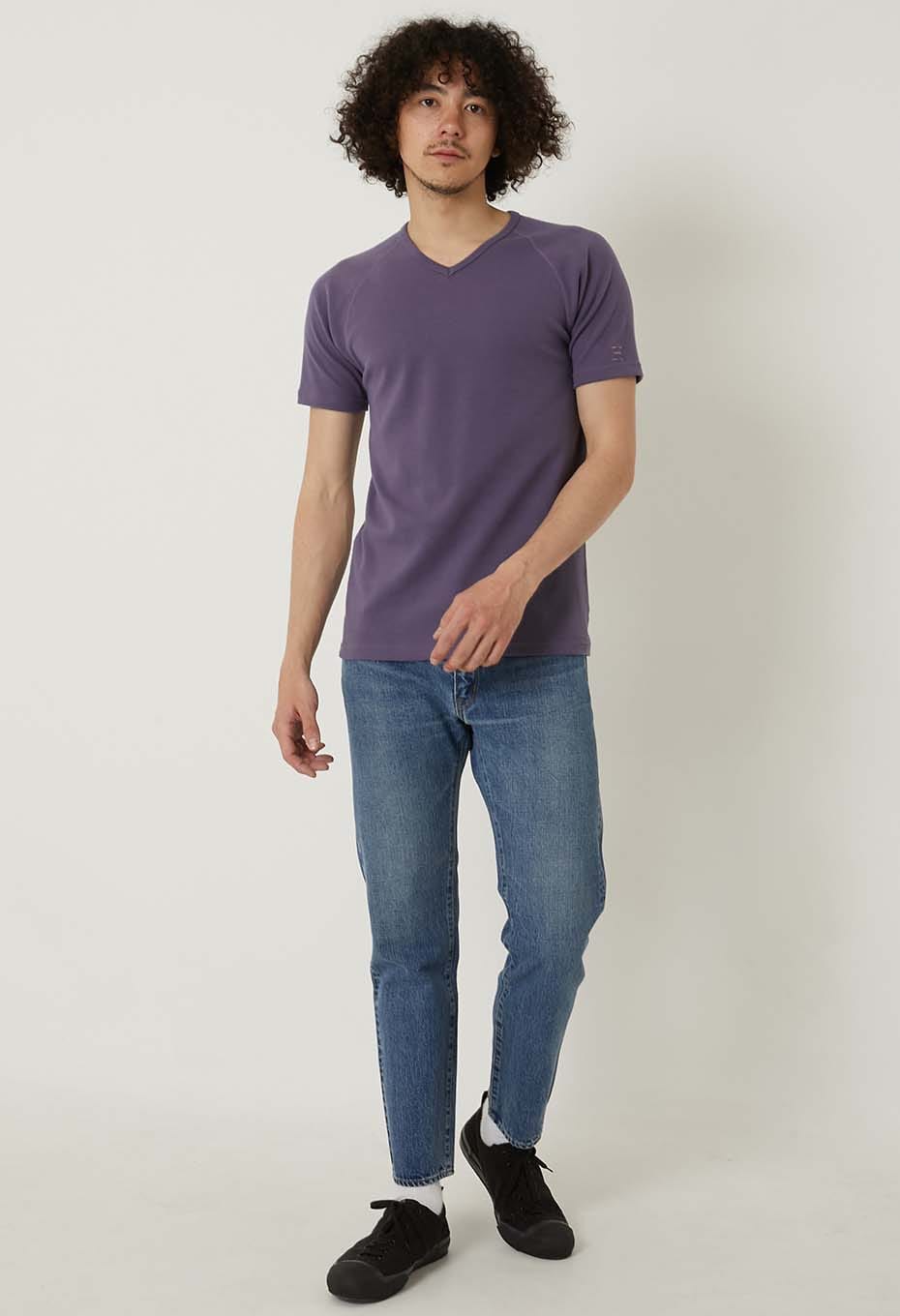 ストレッチフライス Vネックショートスリーブ Tシャツ - DK PURPLE