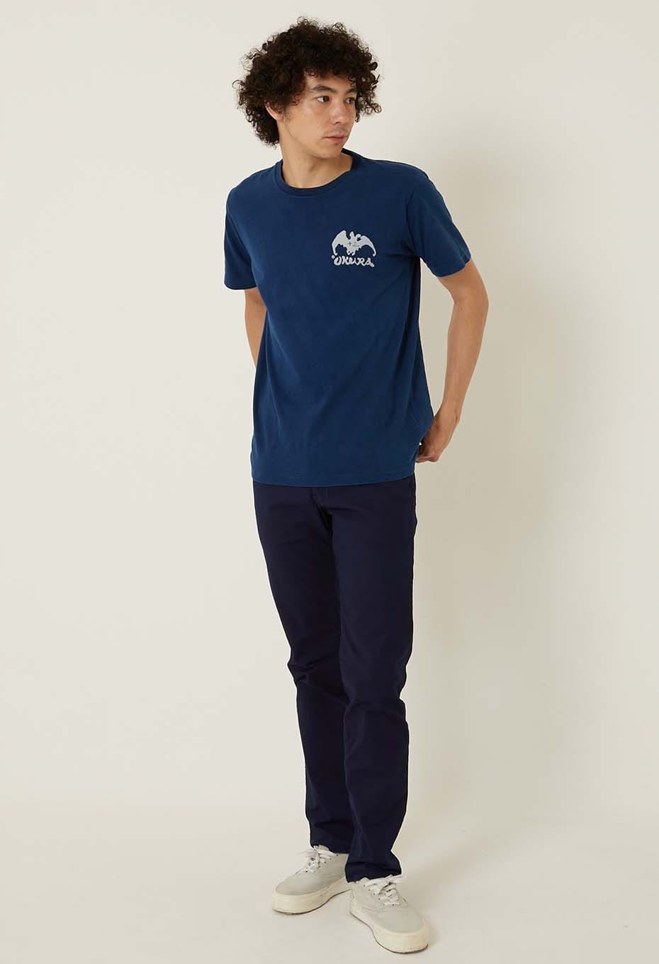 晴姿 バッセンバックプリント インディゴ Ｔシャツ - INDIGO