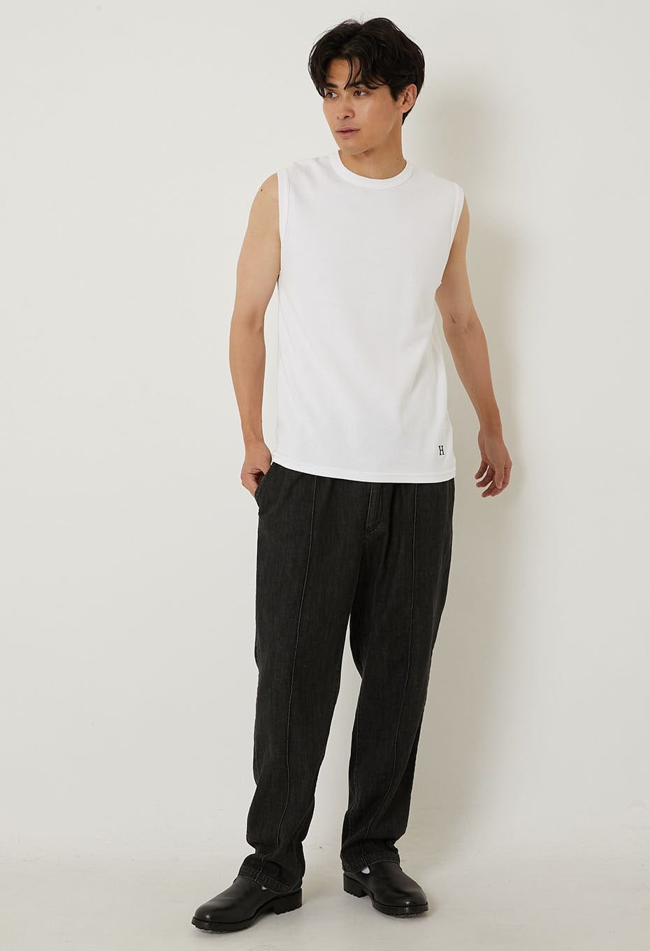 Stretch Fraise Sleeveless T-shirt - WHITE