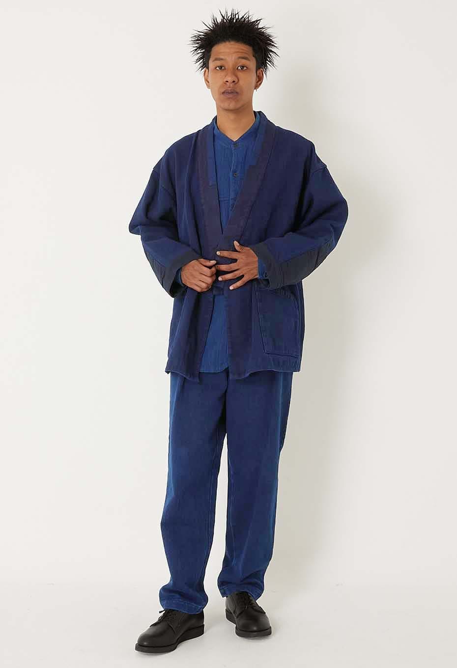 Woven Pure Indigo Light Sashiko Trousers - INDIGO