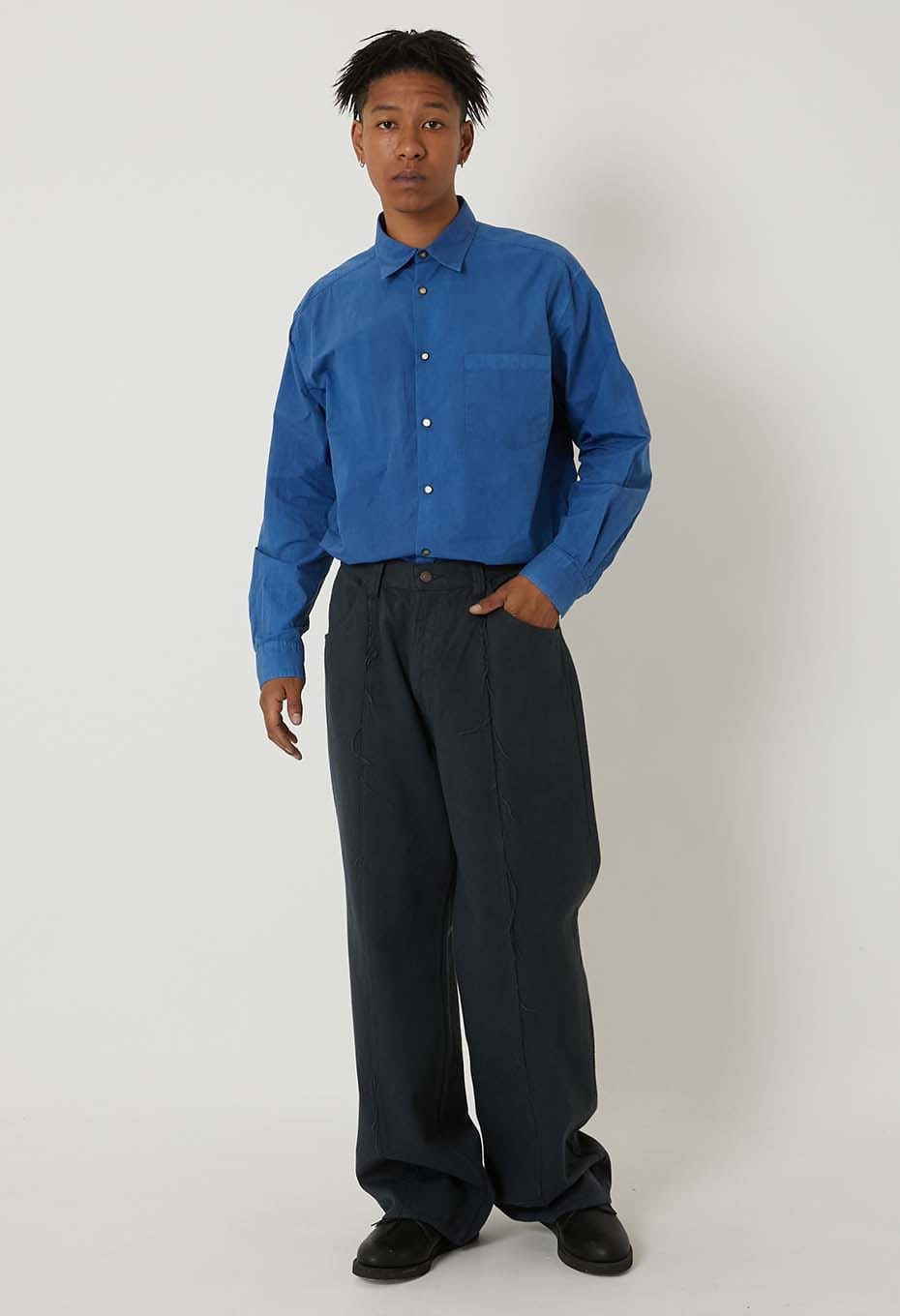 organic cotton Woven Pure Indigo  Regular collar shirt - INDIGO