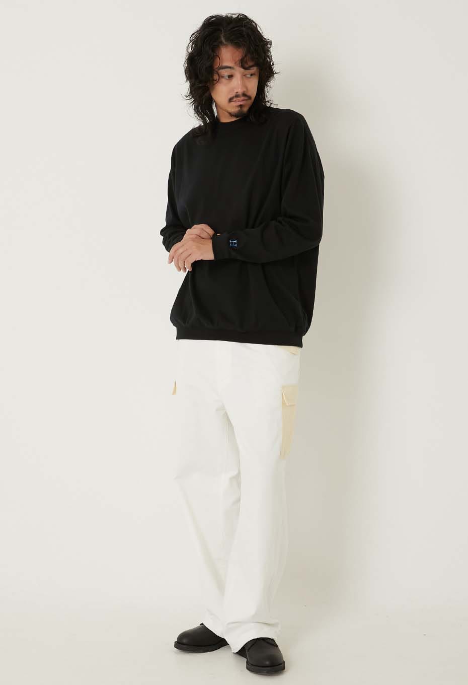 Stretch Fraise 9.5oz Hemrib Long Sleeve T-Shirt - BLACK