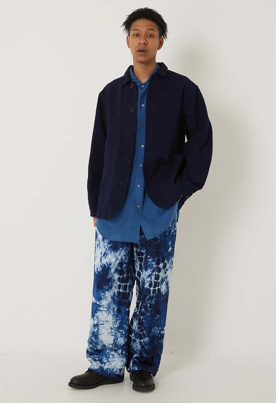 Indigo Kasane Shibori Quilted Draw Pants - INDIGO