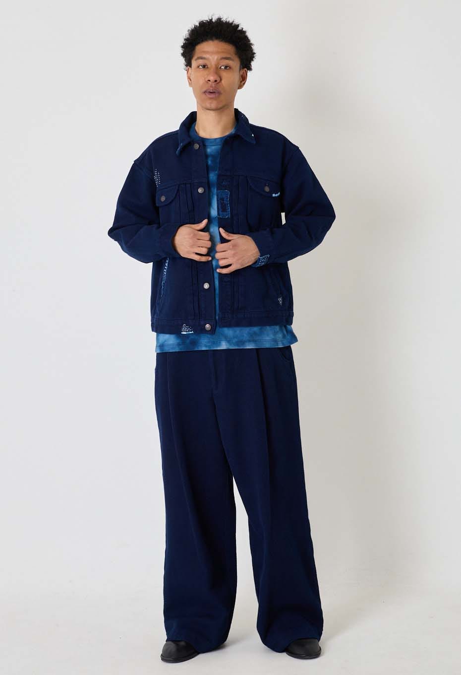 REWORK Woven Pure Indigo  Nijuorisashiko Trucker Jacket - INDIGO