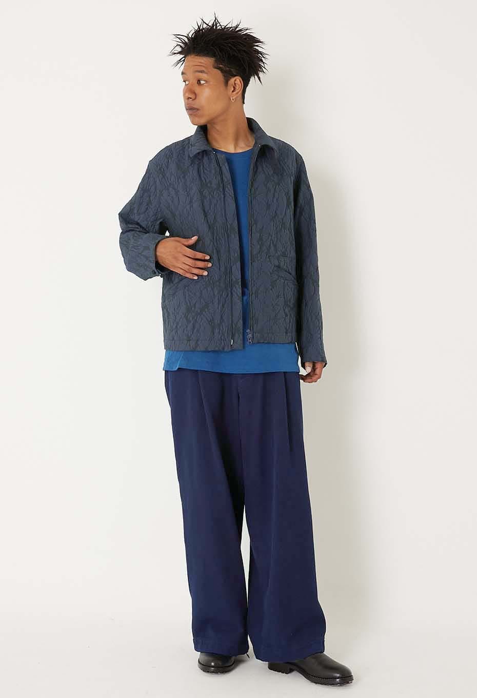 Hongai Light Sashiko Tuck Wide Pants - INDIGO