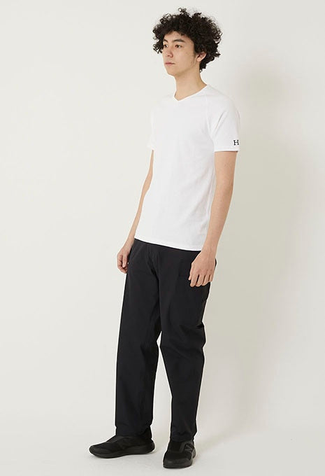 ストレッチフライス Vネックショートスリーブ Tシャツ - WHITE