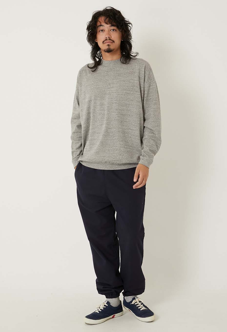 Stretch Fraise 9.5oz Hemrib Long Sleeve T-Shirt - GRAY