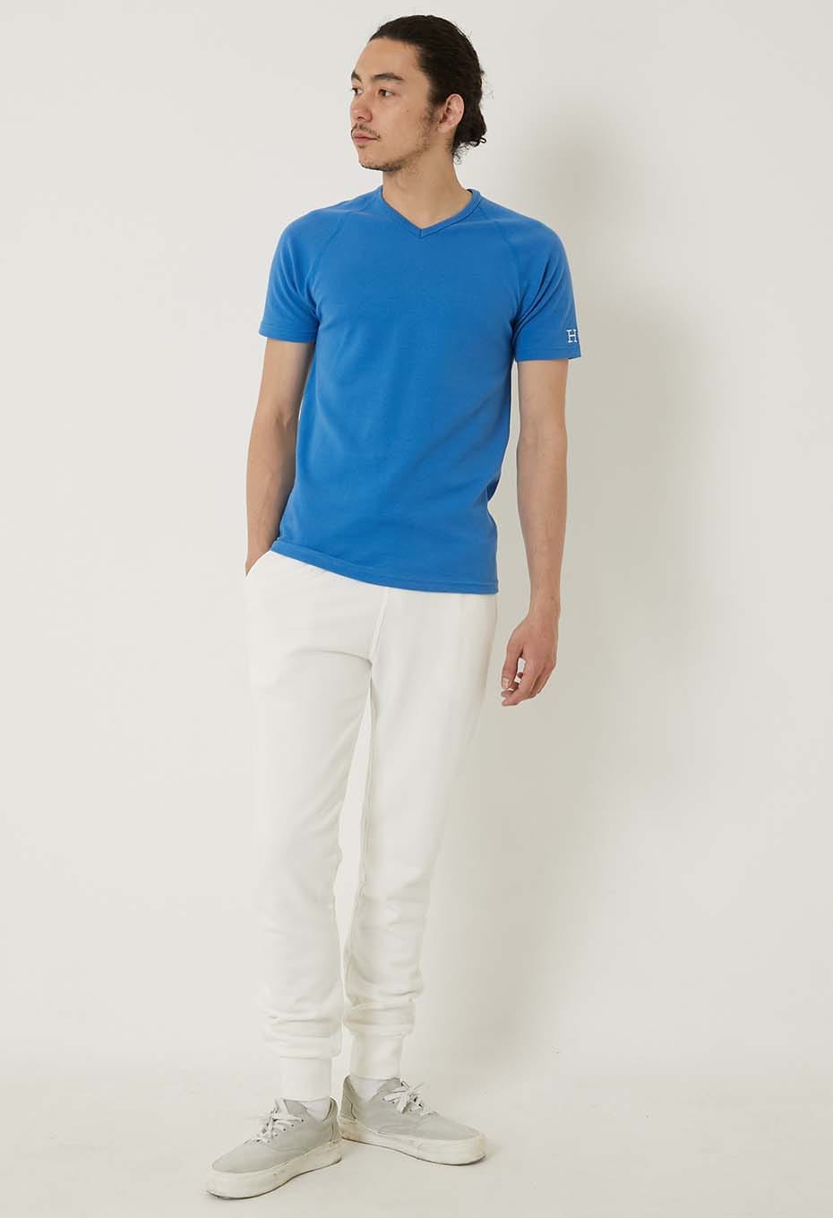 ストレッチフライス Vネックショートスリーブ Tシャツ - ROYAL BLUE