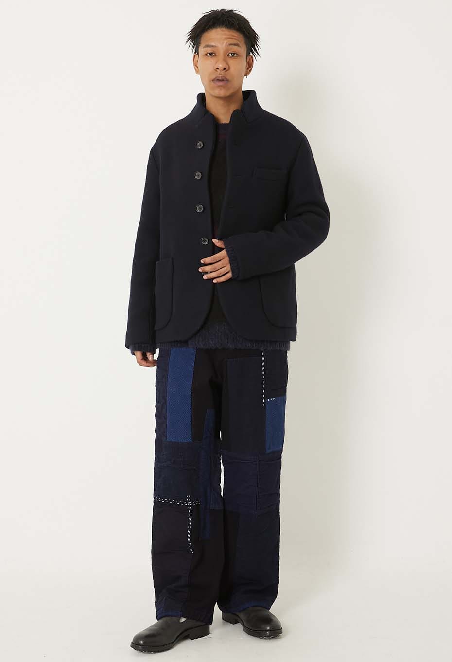 Woven Pure Indigo Sashiko Nenrin Easy Pants - INDIGO