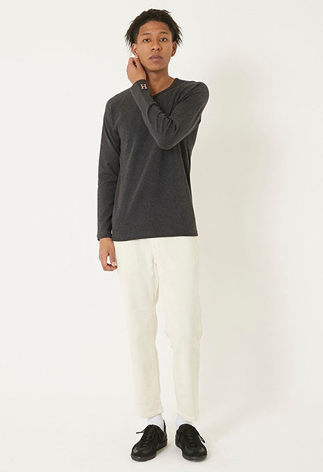 ストレッチフライス Vネックロングスリーブ Tシャツ - DARK GREY
