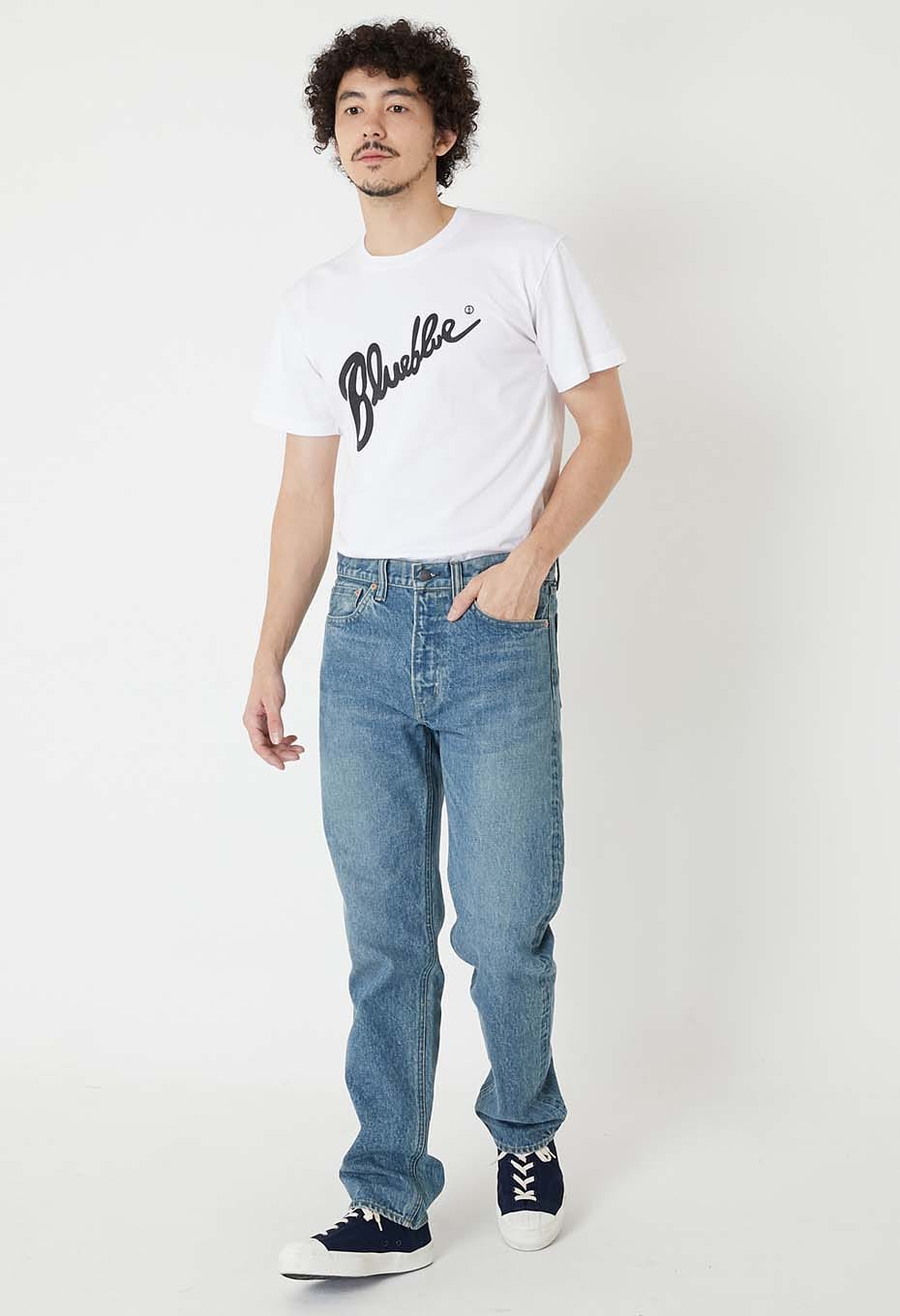 Selvedge denim fade slim straight jeans - BLUE