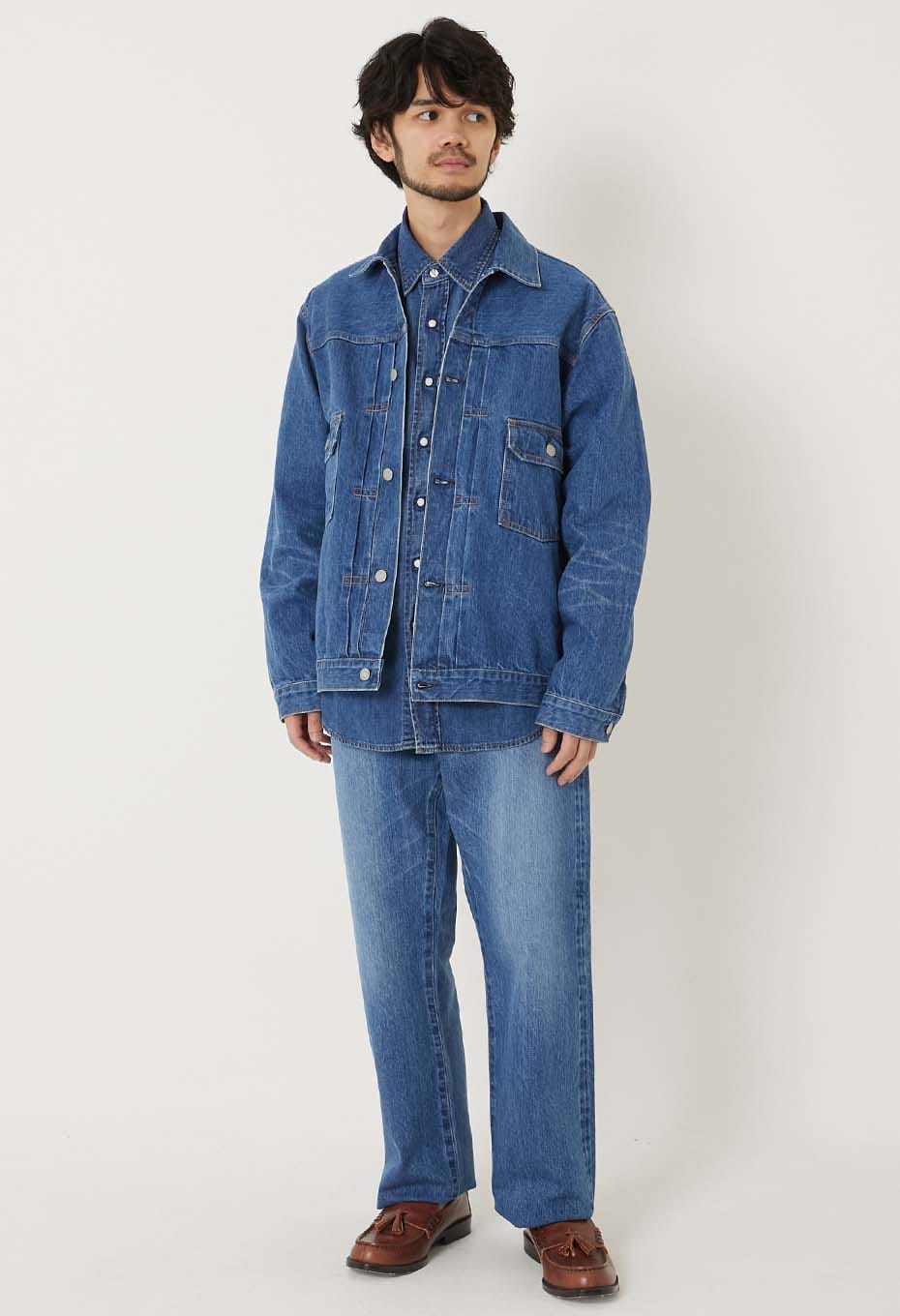 PP02 MODスーピマセルビッチデニム ワイドジーンズ /FADE WASH - BLUE