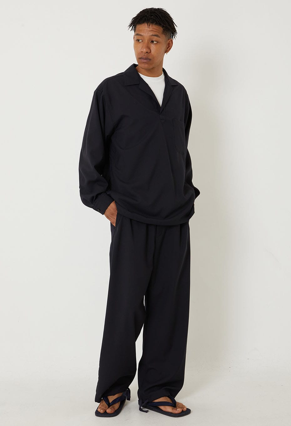 ドライポプリンメブキシシュウ プルオーバーシャツ - DARK NAVY