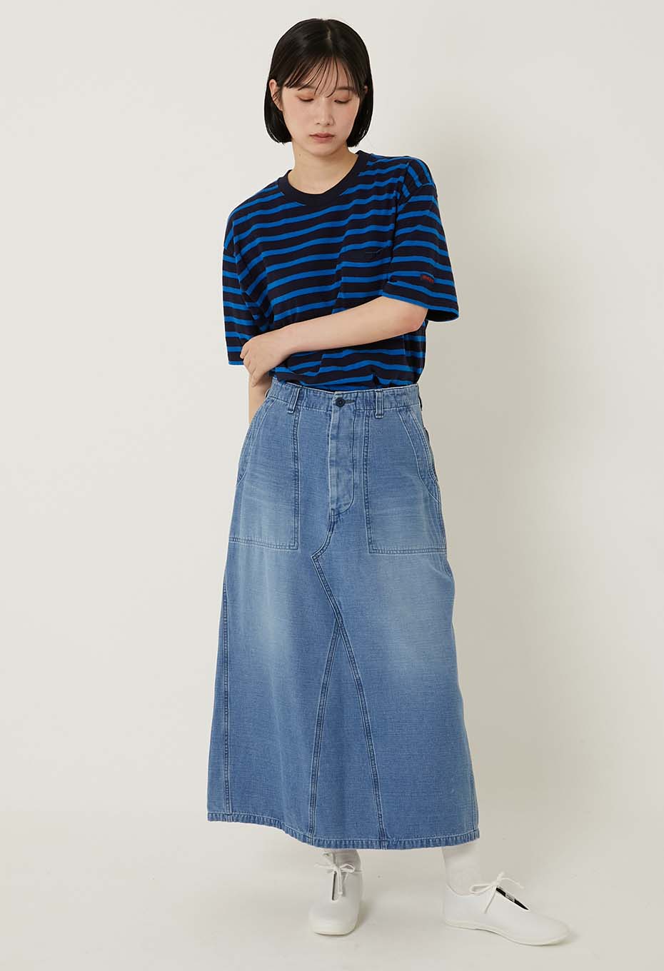 インディゴバックサテン ベイカースカート - BLUE