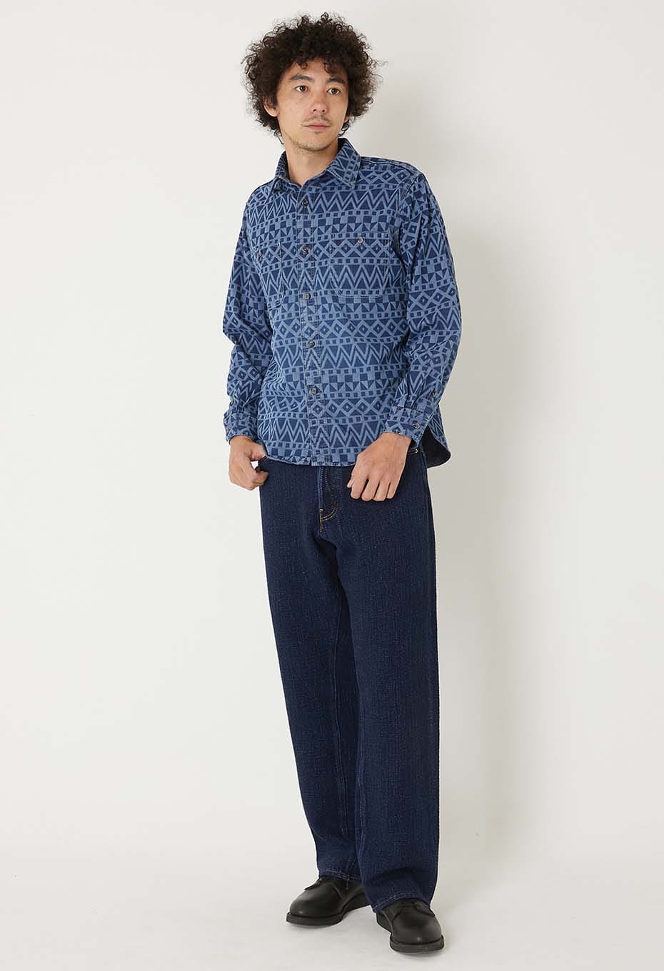 Geometry Print 2 Pocket Work Shirt - ONE