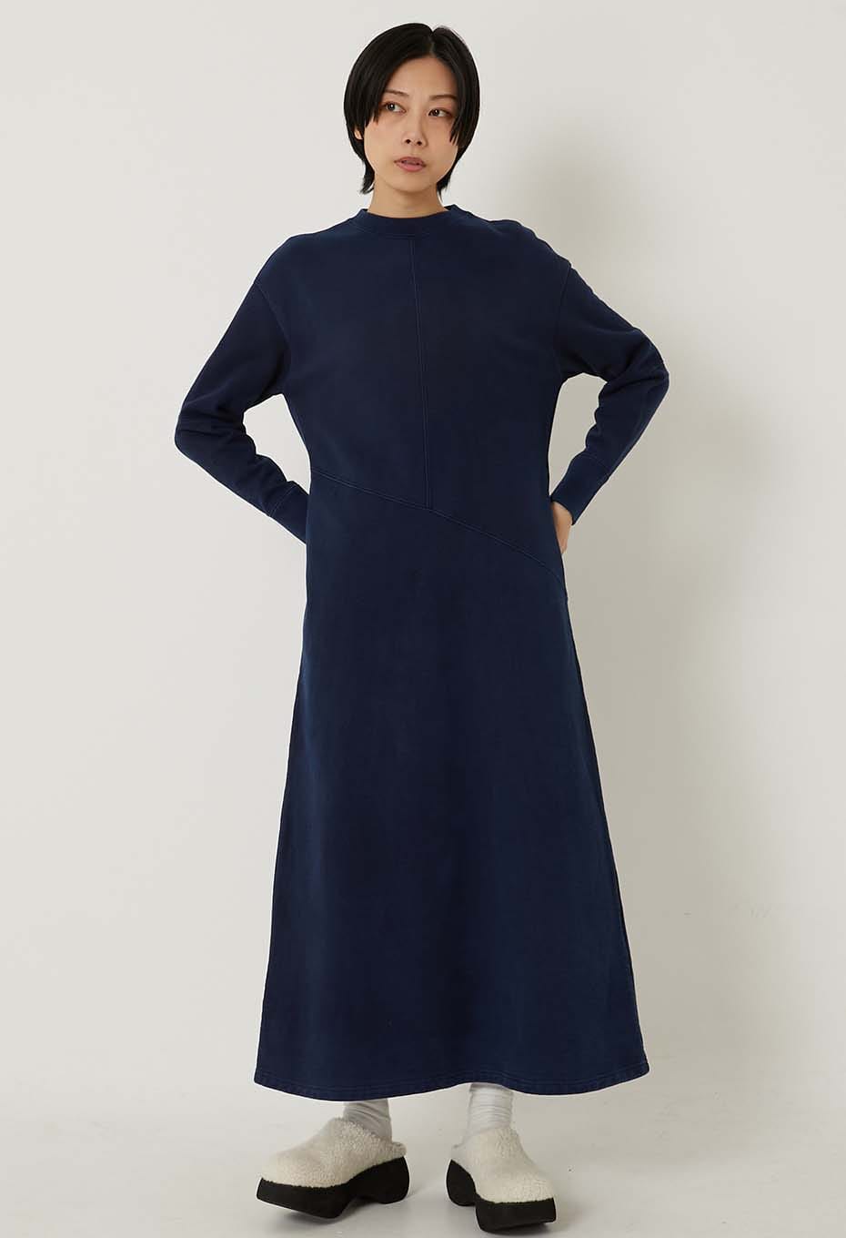 Organic Urake Tezome Sweat Dress - INDIGO