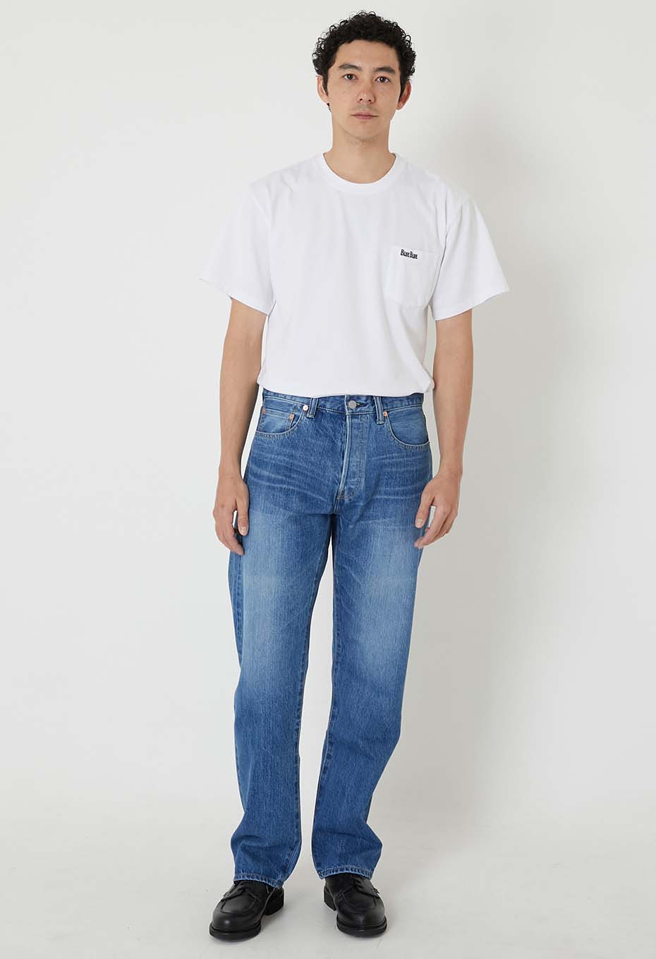 PP02 MODスーピマセルビッチデニム ストレートジーンズ /FADE WASH - BLUE