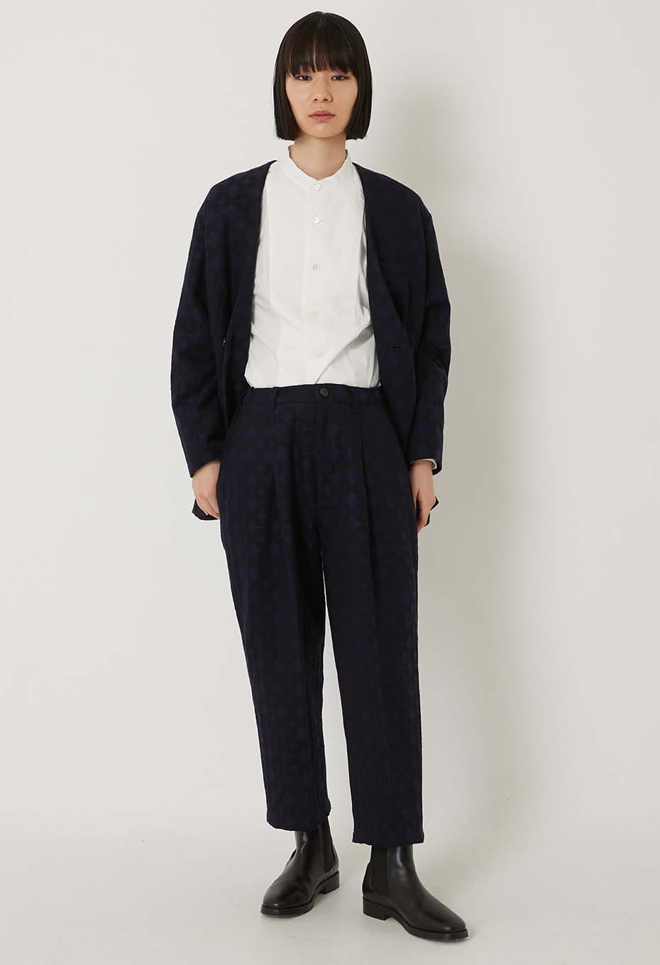 Shippout Jacquard Tuck Pants Women - DARK NAVY