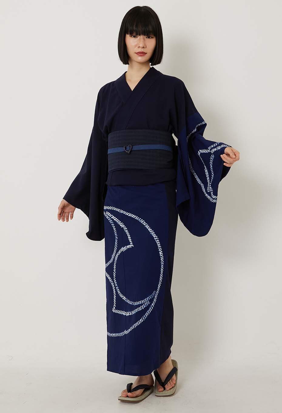 トモエシボリ ウィメンズ ユカタ - NAVY