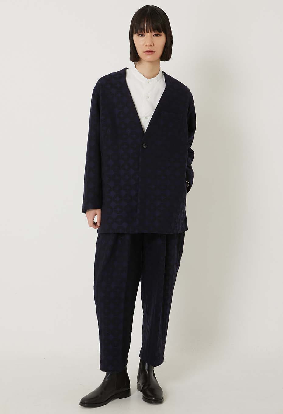 Shippou Jacquard 1B Collarless Jacket Women's - DARK NAVY