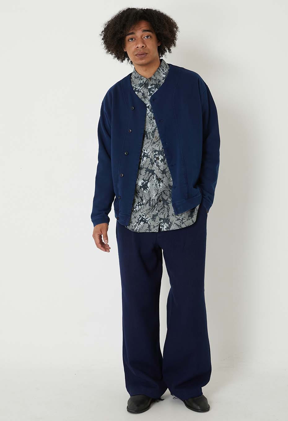 Woven Pure IndigoLight Sashiko Tuck Wide Pants - INDIGO