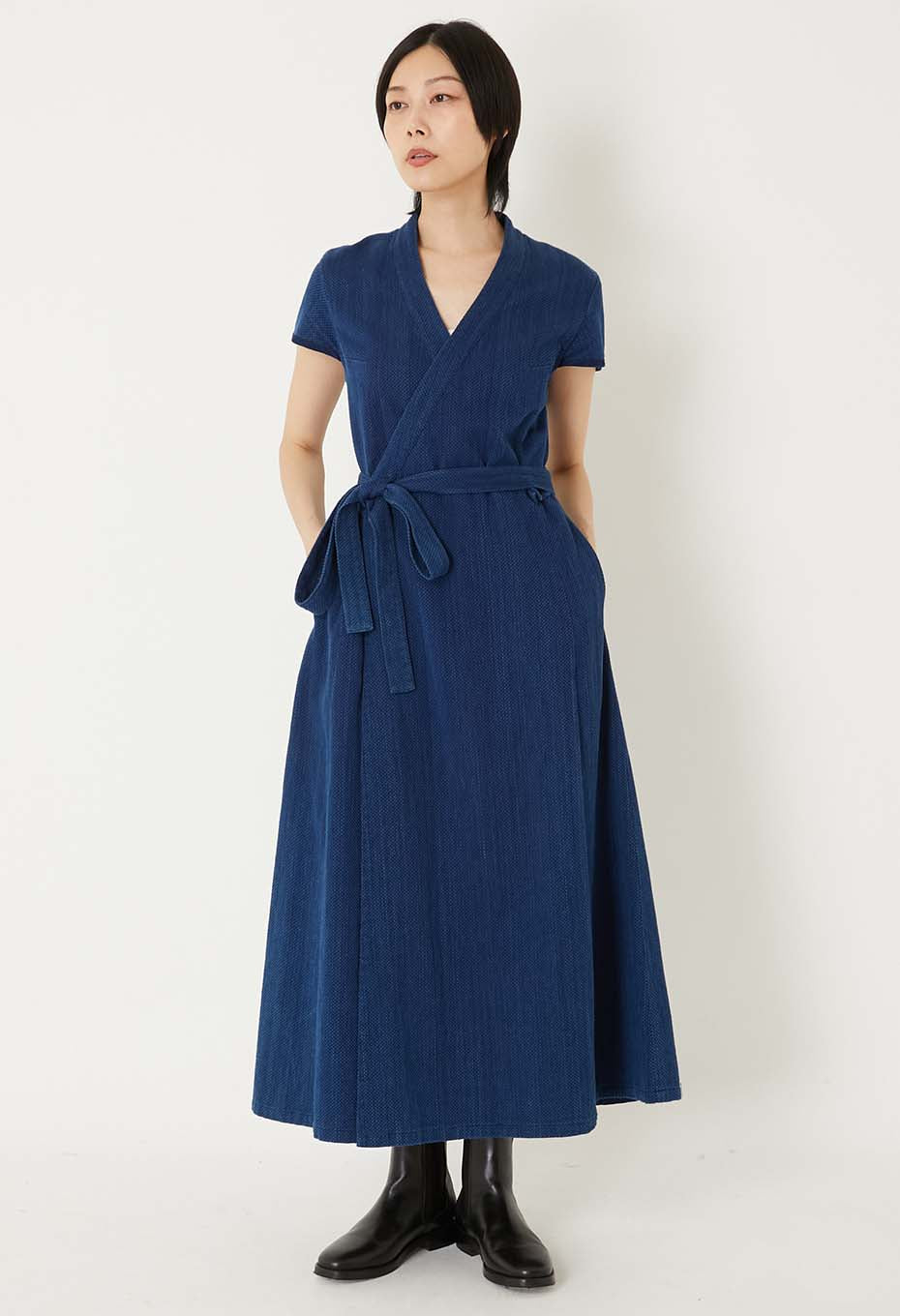 Kasezome Sashiko Wrap dress – INDIGO