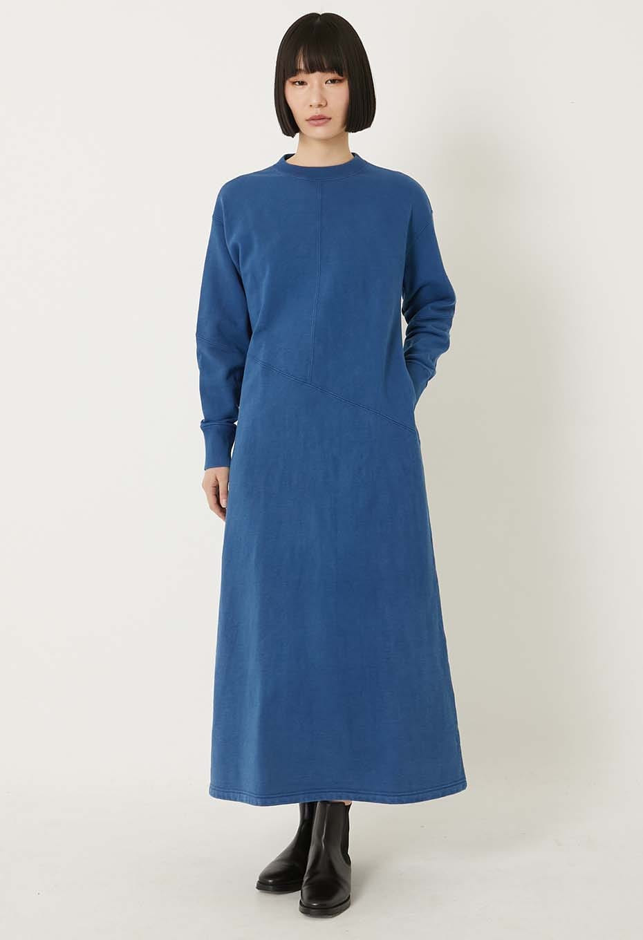 Organic Urake Tezome Sweat Dress - BLUE