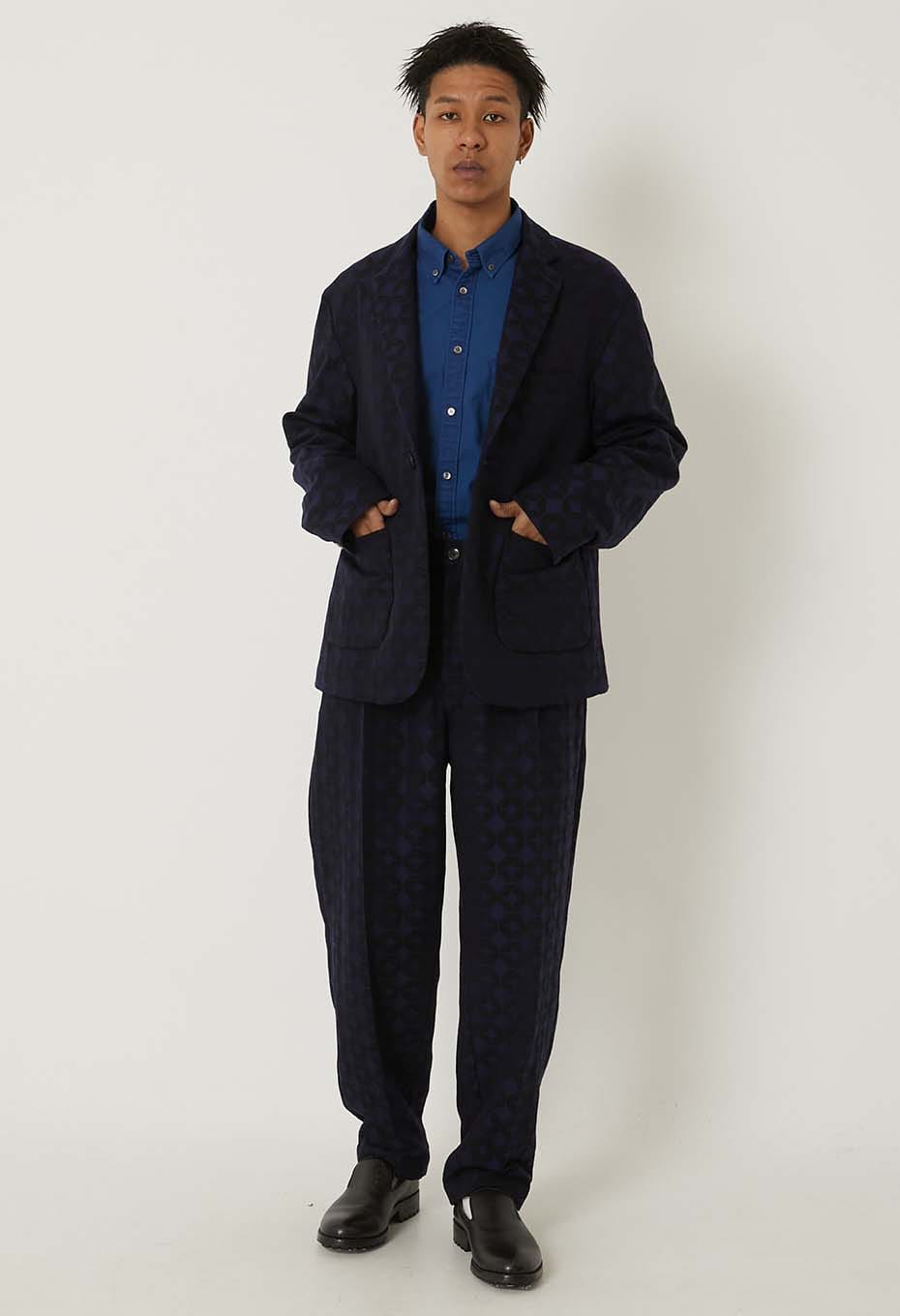 シッポウジャカード タックドローストレートパンツ - DARK NAVY