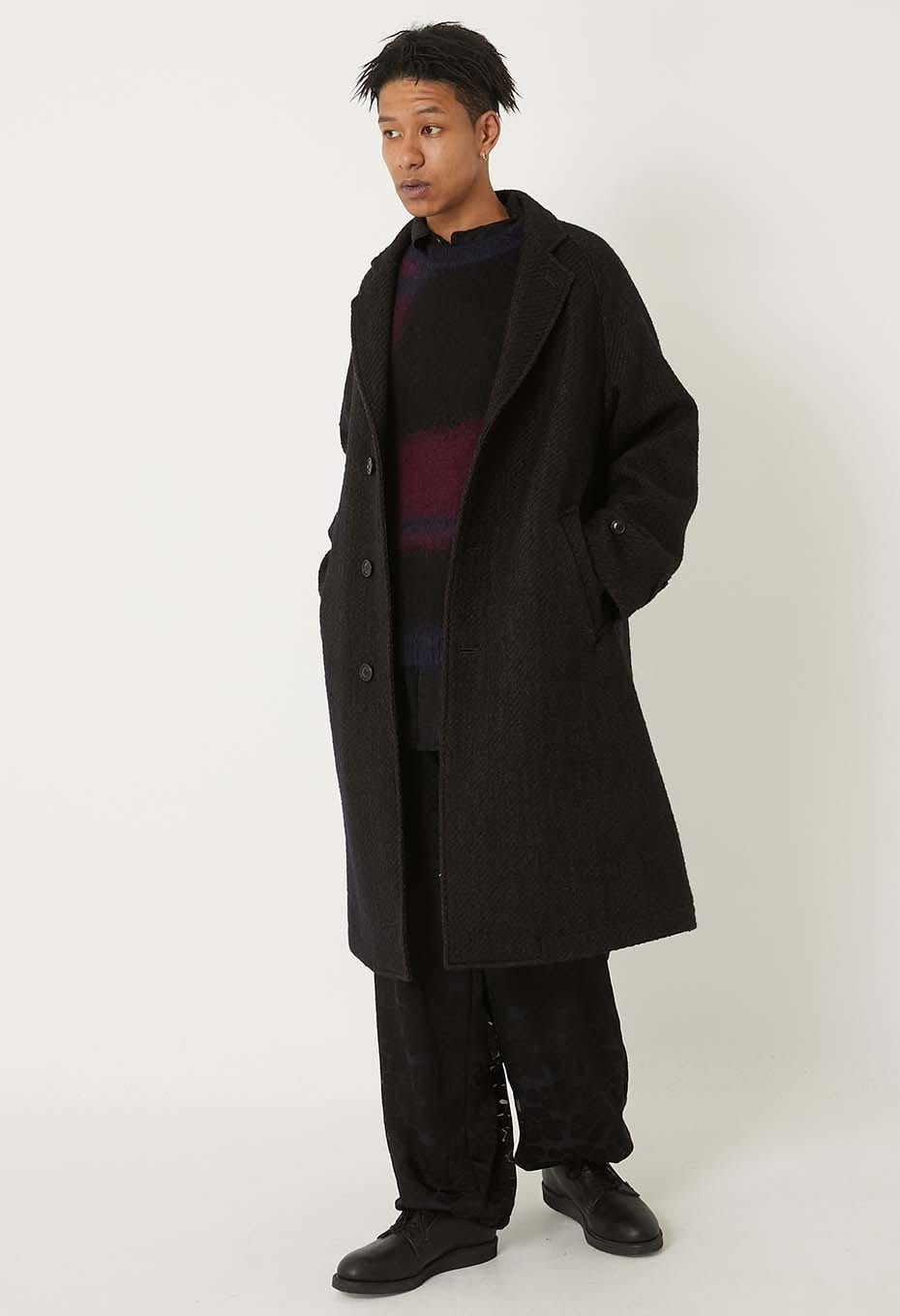 Roving tweed chester coat - DARK NAVY