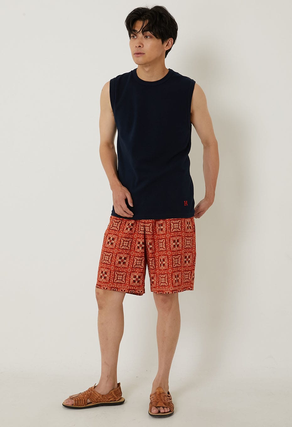 Stretch Fraise Sleeveless T-shirt - DARK NAVY