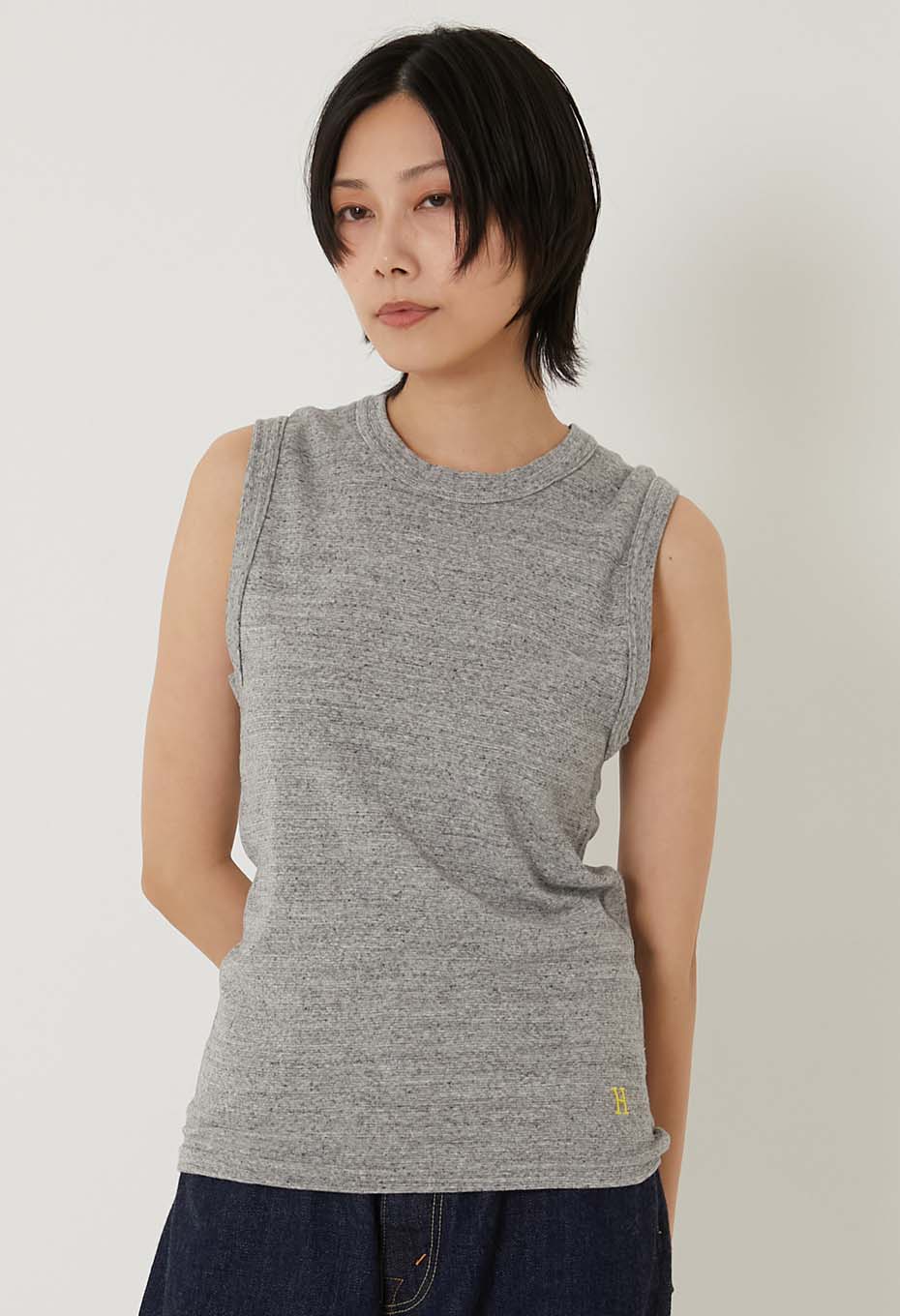 Stretch Fraise Sleeveless T-shirt - GRAY