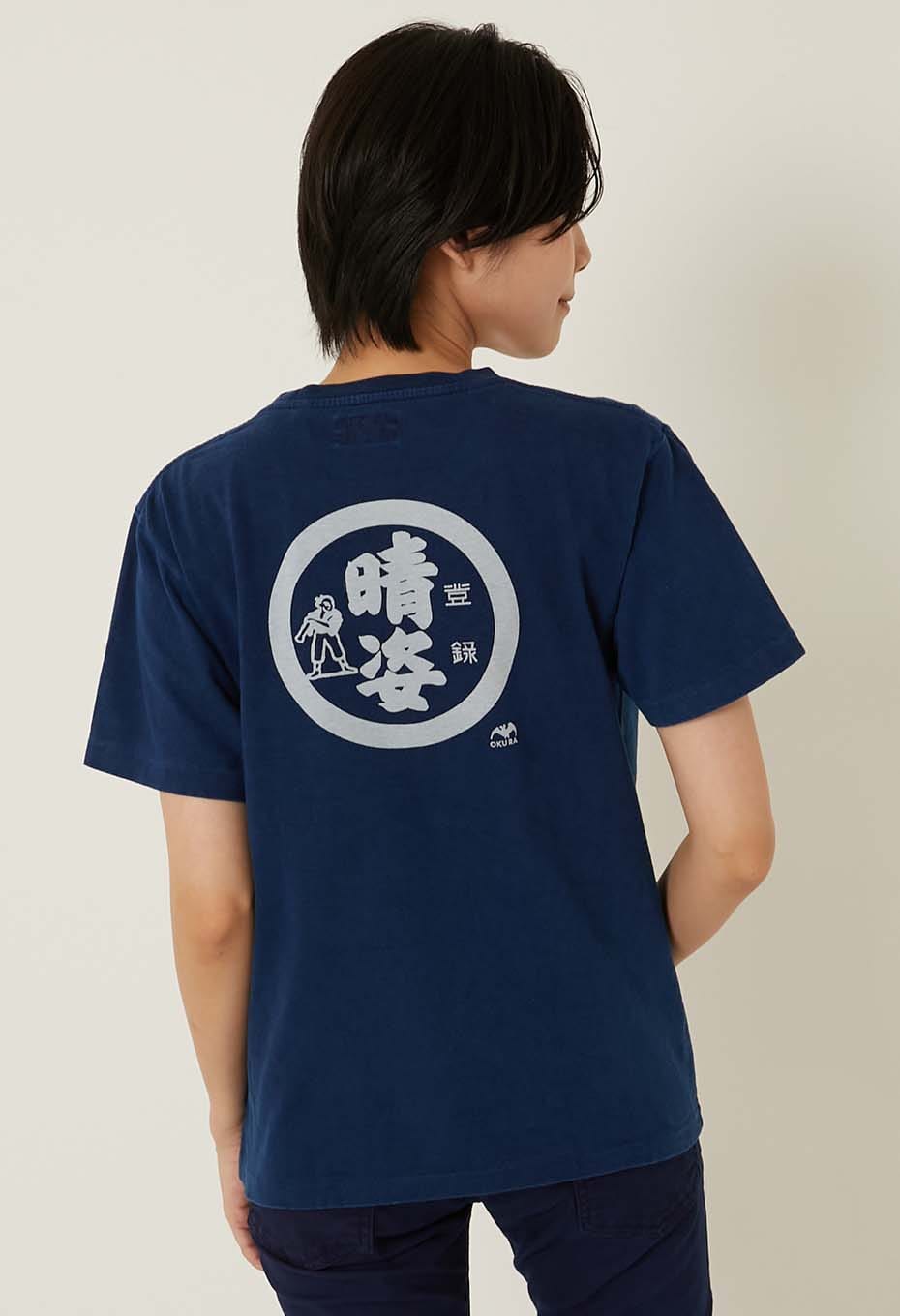 晴姿 バッセンバックプリント インディゴ Ｔシャツ - INDIGO