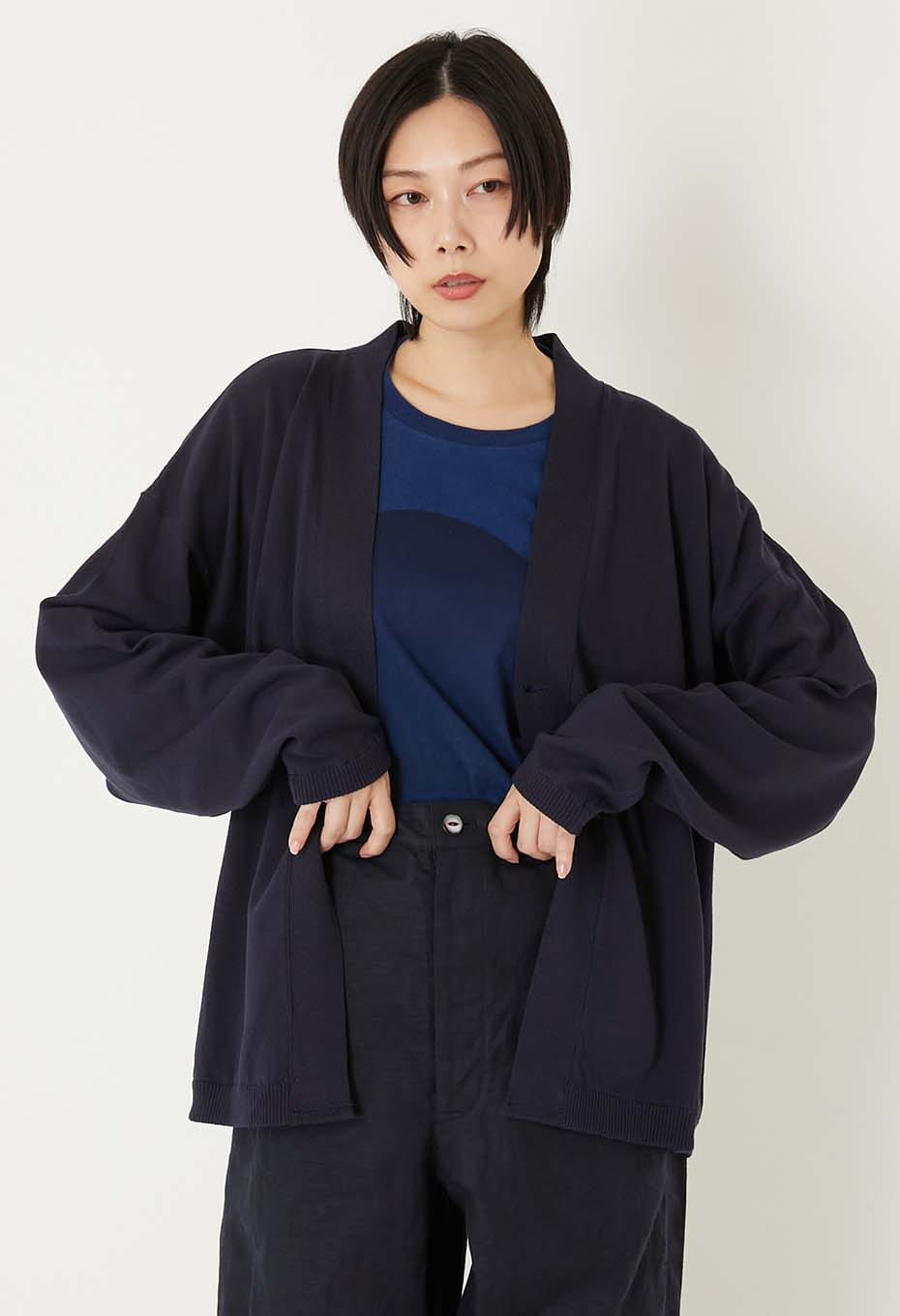 オーガニックカミイトコットン  Vネックカーディガン - NAVY