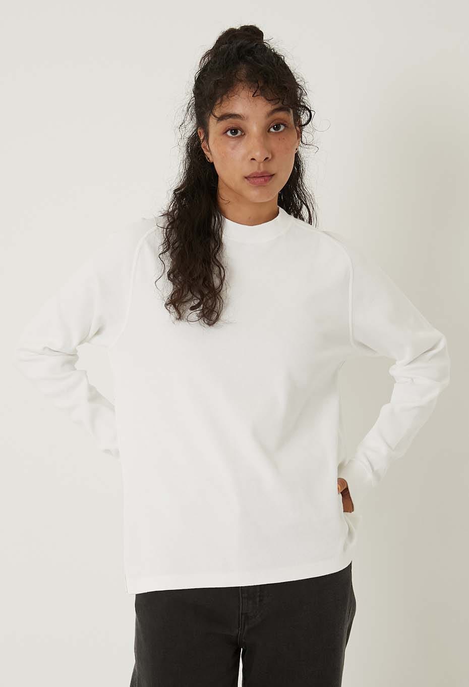 ムライトテレコ ニードルステッチ ロングスリーブＴシャツ ユニセックス - NATURAL