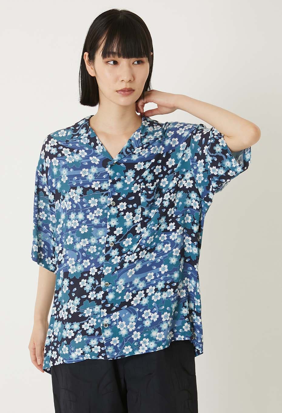 Sakura Nagare short sleeve shirt - DARK NAVY