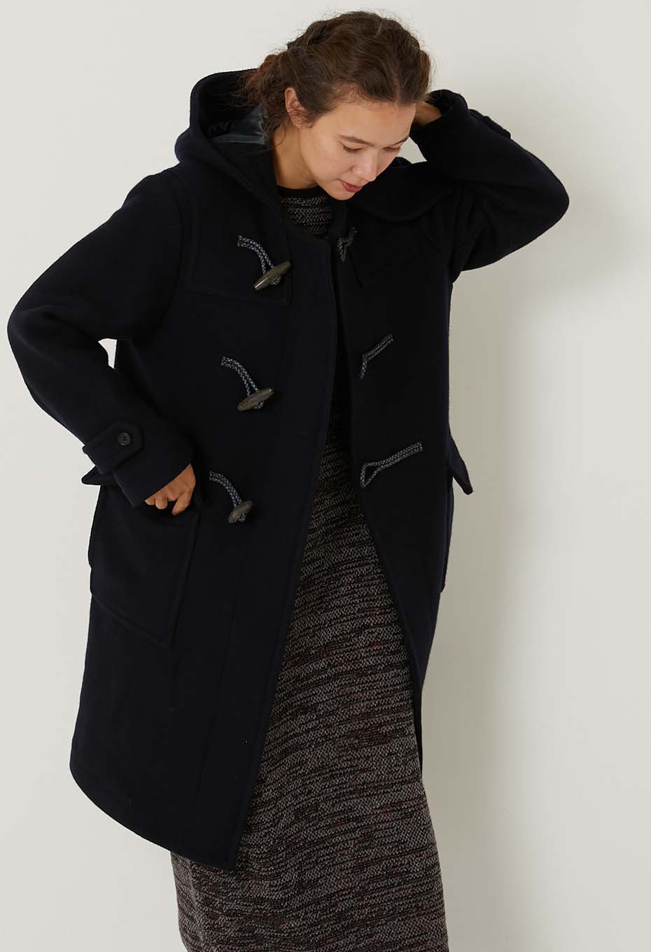 Dobby Melton Duffle Coat Unisex - DARK NAVY