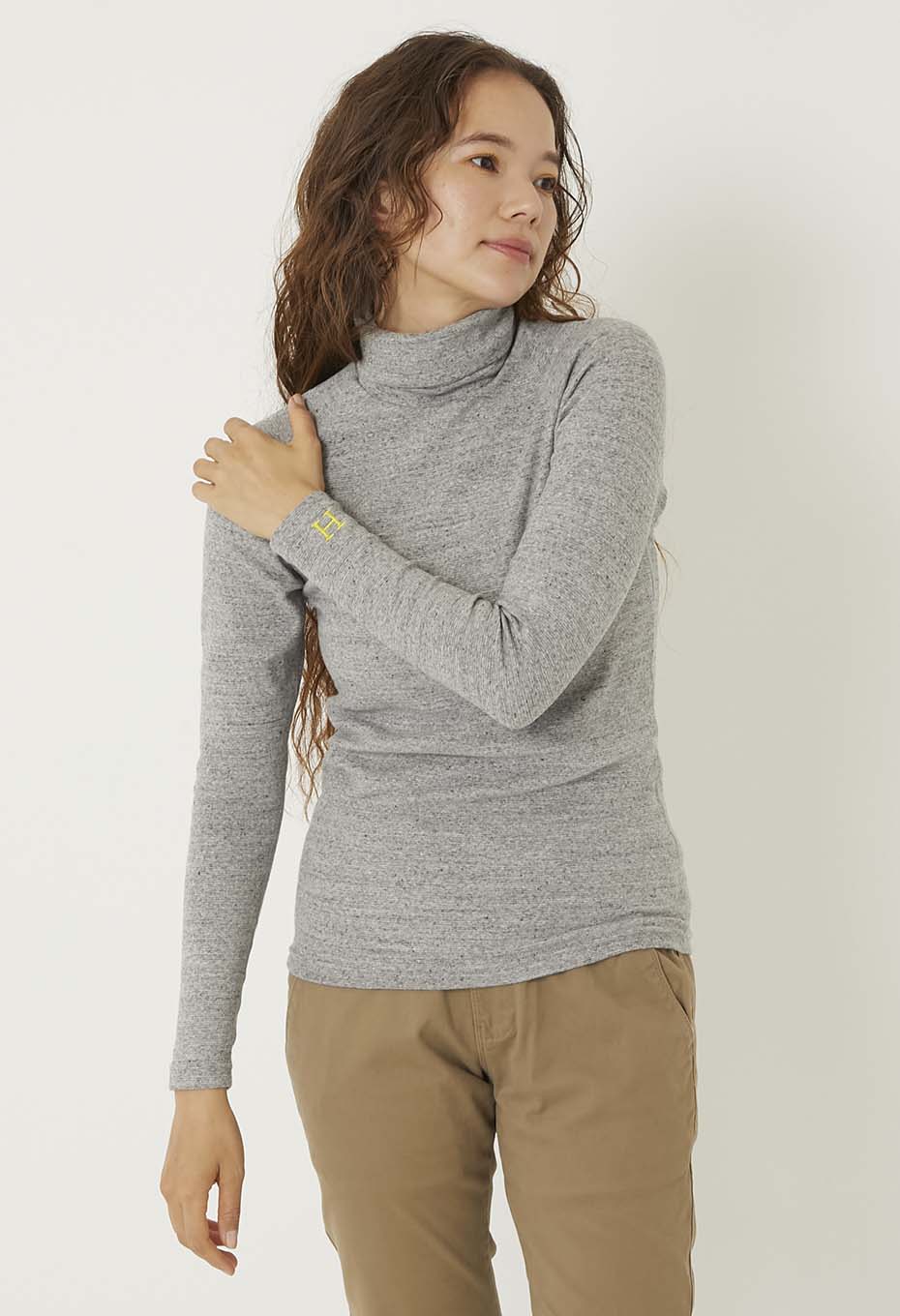 ストレッチフライス タートルネック ロングスリーブ Tシャツ - GREY