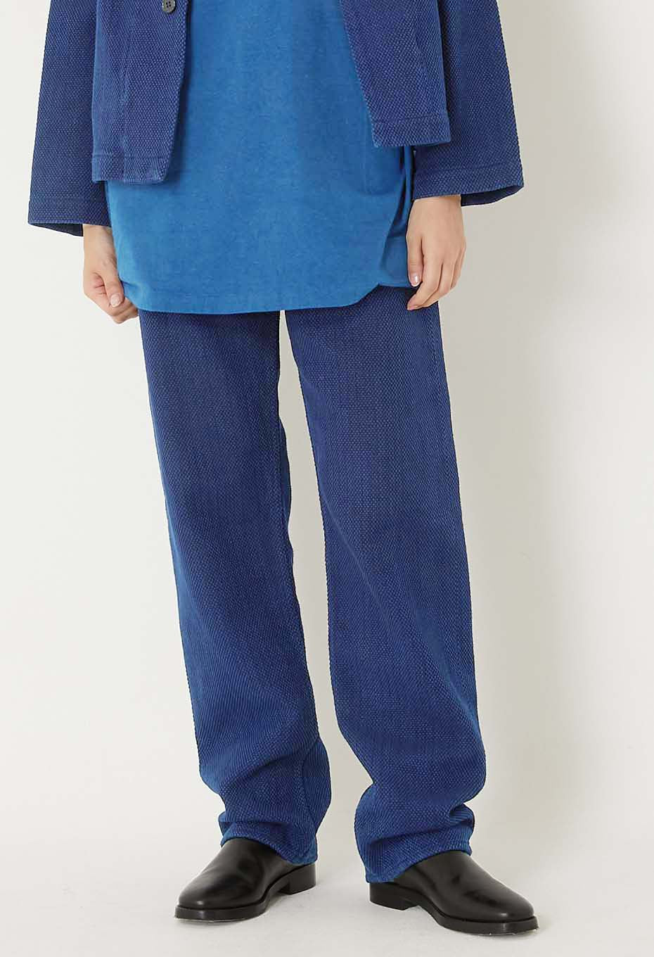 Woven Pure Indigo Light Sashiko Jeans - INDIGO