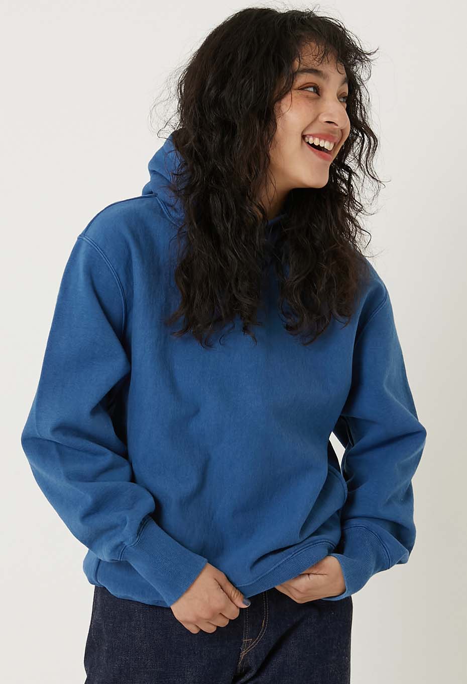 Organic Urake Tezome Sweat Pull Hoodie - BLUE
