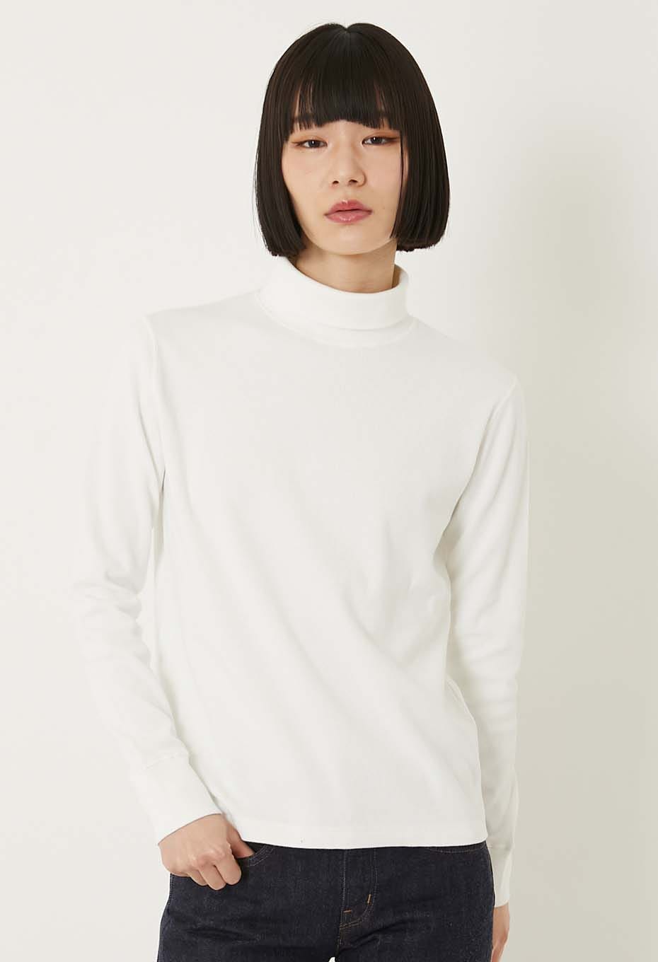 Mullite Teleco Needle Stitch Turtleneck T-Shirt Unisex - NATURAL