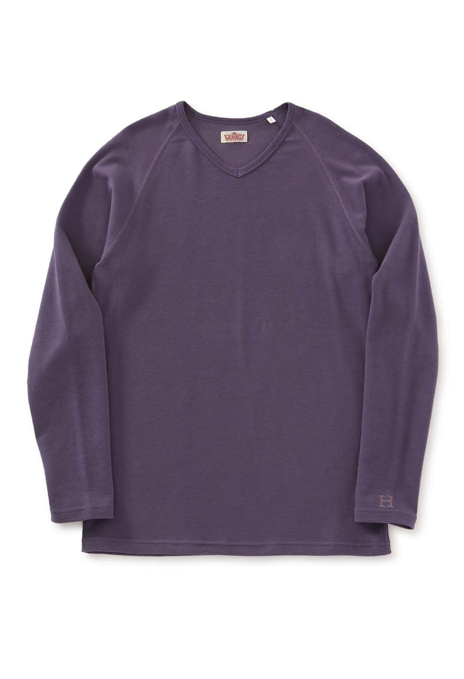 ストレッチフライス Vネックロングスリーブ Tシャツ - DK PURPLE