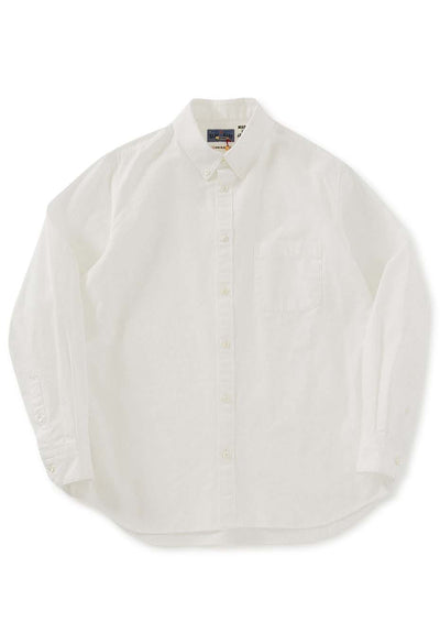Fine Ox Button Down Long Sleeve Shirt - WHITE