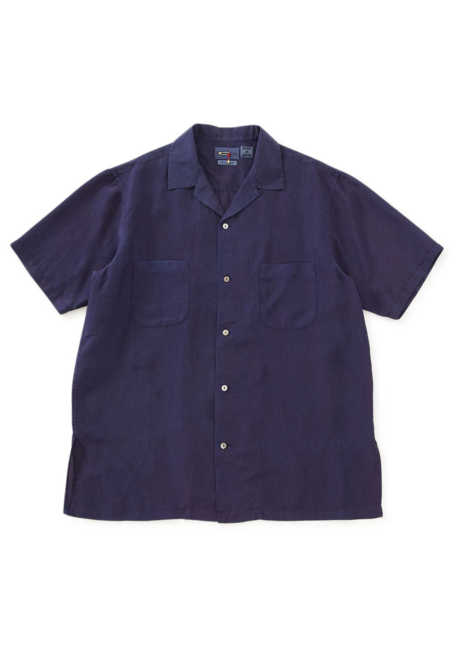 silk habatae Woven Pure Indigo Short sleeve shirt - A