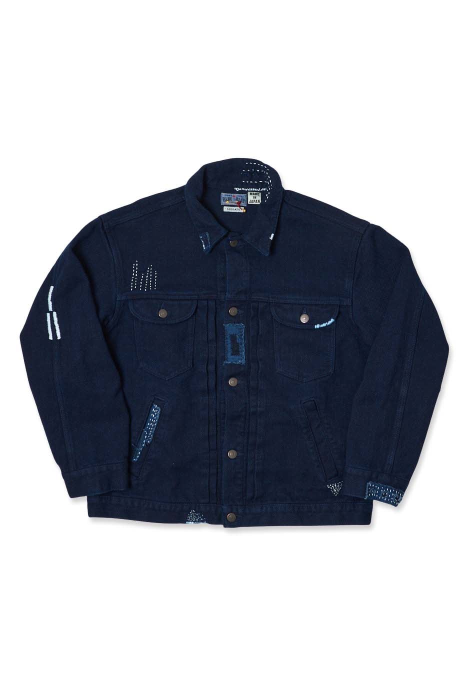 REWORK Woven Pure Indigo  Nijuorisashiko Trucker Jacket - INDIGO