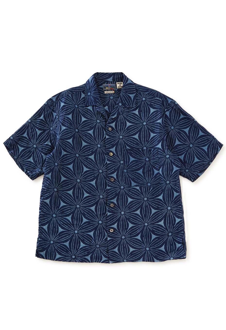 Indigo linen Sakurabassen short sleeve shirt - INDIGO