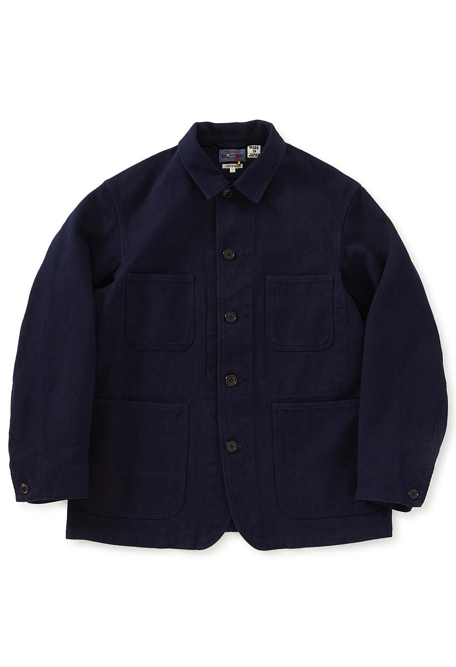 Woven Pure Indigo  Nijuori Sashiko Coverall - INDIGO